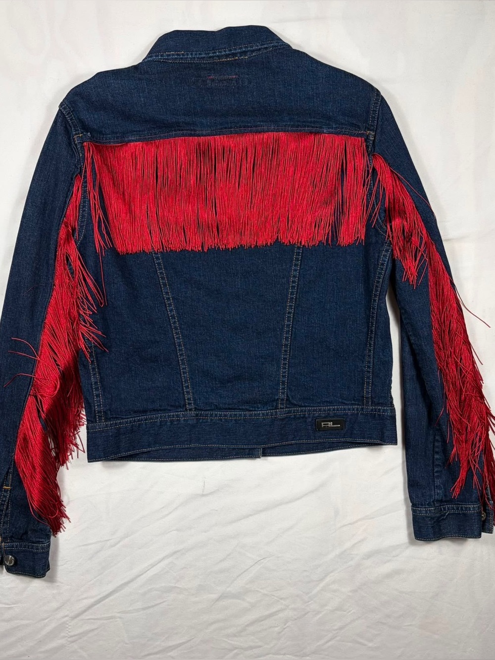 Vintage Ralph Lauren Sport Denim Western Jacket with Red Fringe - Picture 2 of 9
